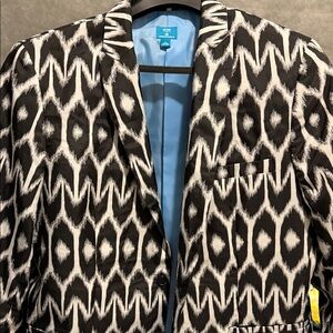 INC International Concepts Black and White Geometric Blazer